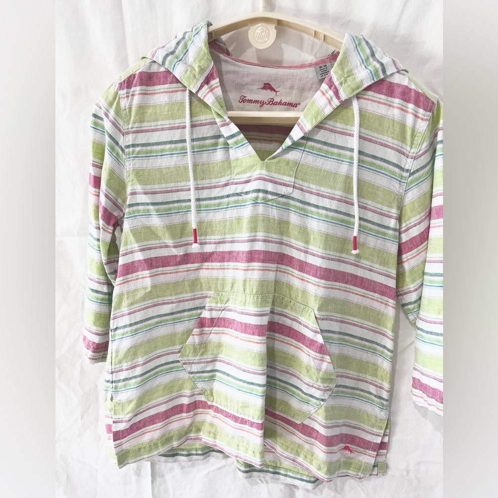 Tommy Bahama Women’s 100% linen spring hoodie tunic. Size M. New without tags